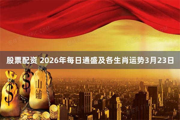 股票配资 2026年每日通盛及各生肖运势3月23日